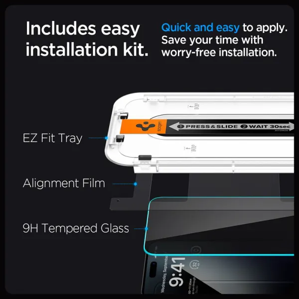 Spigen GLAS.TR EZ FIT Privacy - Tempered glass with privacy filter for iPhone 15 Plus / 16 Plus