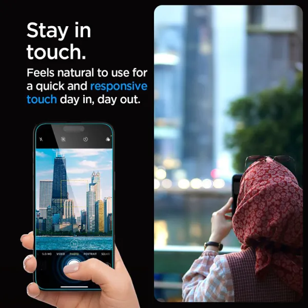 Spigen GLAS.TR EZ FIT Privacy - Tempered glass with privacy filter for iPhone 15 Plus / 16 Plus