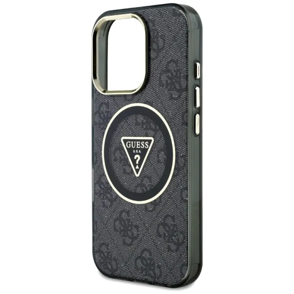 Guess IML Metal Glitter 4G Circle Triangle MagSafe - Case for iPhone 16 Pro (black)