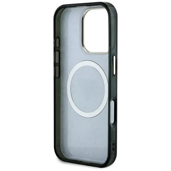 Guess IML Metal Glitter 4G Circle Triangle MagSafe - Case for iPhone 16 Pro (black)