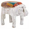 Taburetė Alexandra House Living Balta Mango mediena Medžiaga 51 x 37 x 36 cm Dramblys