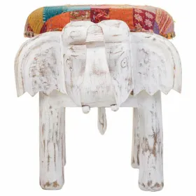 Taburetė Alexandra House Living Balta Mango mediena Medžiaga 51 x 37 x 36 cm Dramblys