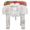 Stool Alexandra House Living White Mango wood Fabric 51 x 37 x 36 cm Elephant