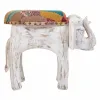 Taburetė Alexandra House Living Balta Mango mediena Medžiaga 51 x 37 x 36 cm Dramblys