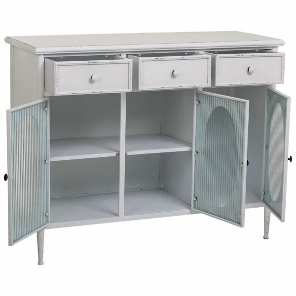 Bufete Alexandra House Living Balts Metāls Stikls 40 x 80 x 100 cm
