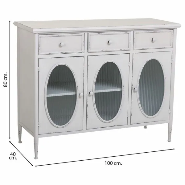 Bufete Alexandra House Living Balts Metāls Stikls 40 x 80 x 100 cm