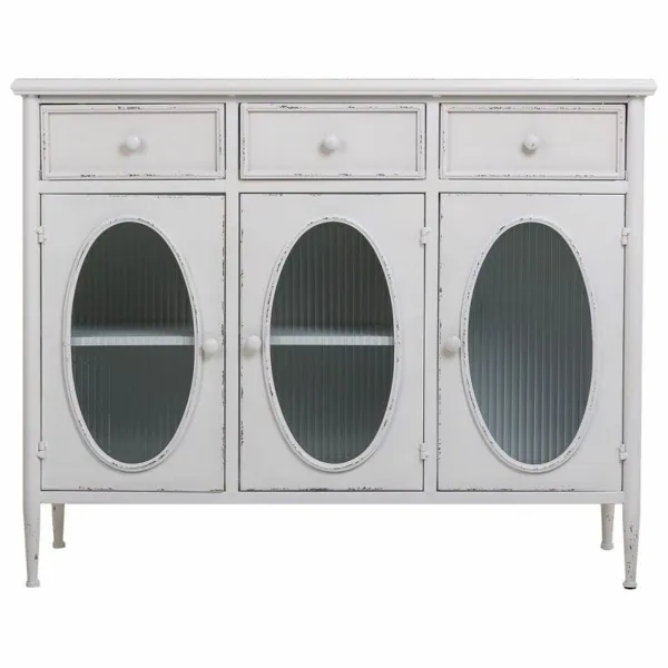 Bufete Alexandra House Living Balts Metāls Stikls 40 x 80 x 100 cm