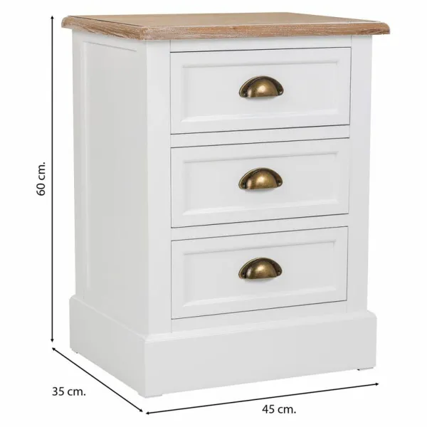 Ночной столик Alexandra House Living Белый Коричневый 35 x 60 x 45 cm