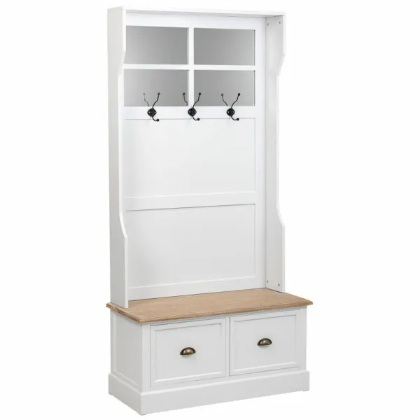 Coat rack with shelf Alexandra House Living White Brown Zinc Alloy MDF Wood 39 x 184 x 92 cm