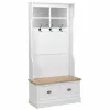 Coat rack with shelf Alexandra House Living White Brown Zinc Alloy MDF Wood 39 x 184 x 92 cm