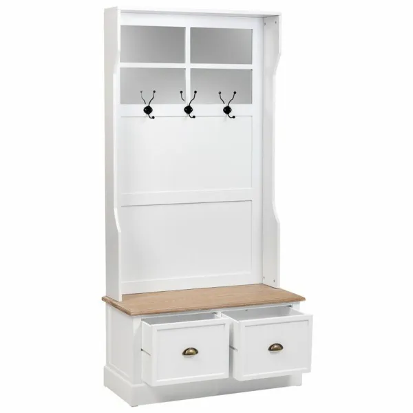 Paltai su lentyna Alexandra House Living Balta Ruda Cinko lydinys Medžio MDF 39 x 184 x 92 cm