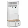 Coat rack with shelf Alexandra House Living White Brown Zinc Alloy MDF Wood 39 x 184 x 92 cm