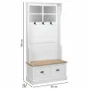 Coat rack with shelf Alexandra House Living White Brown Zinc Alloy MDF Wood 39 x 184 x 92 cm