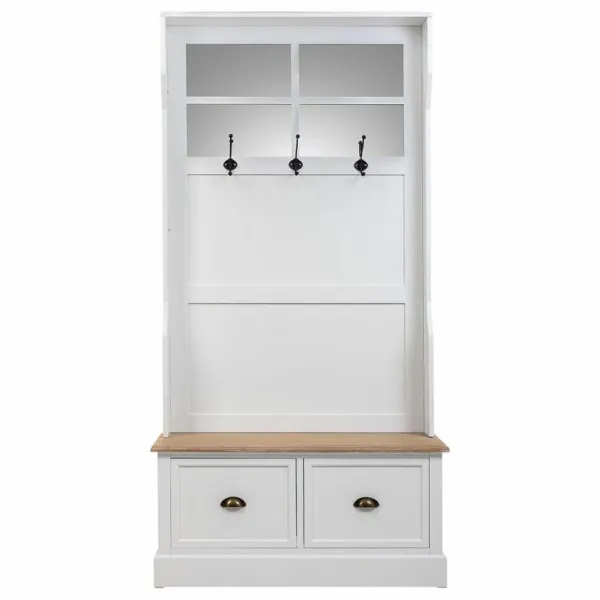 Coat rack with shelf Alexandra House Living White Brown Zinc Alloy MDF Wood 39 x 184 x 92 cm