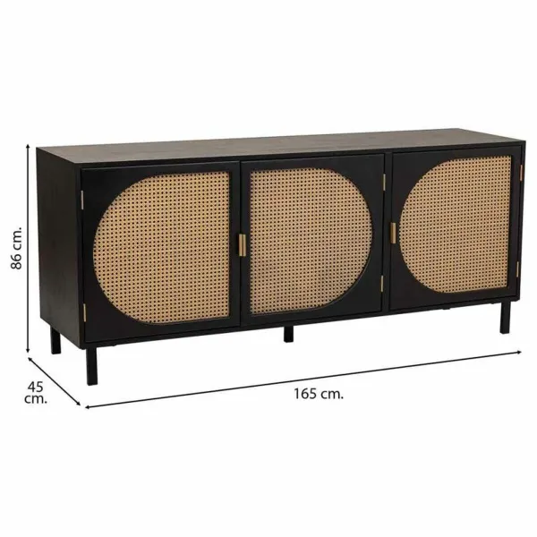 Bufete Alexandra House Living Melns Dabisks Rotangpalma Paulovnijas koks 45 x 86 x 165 cm