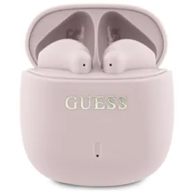 Guess Printed Classic Logo - Bluetooth TWS Headphones + Charging Case (Pink)