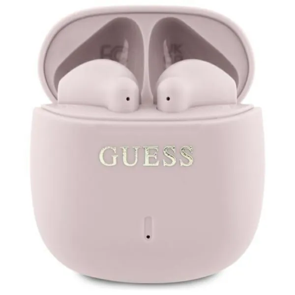 Guess Printed Classic Logo - Bluetooth TWS Headphones + Charging Case (Pink)