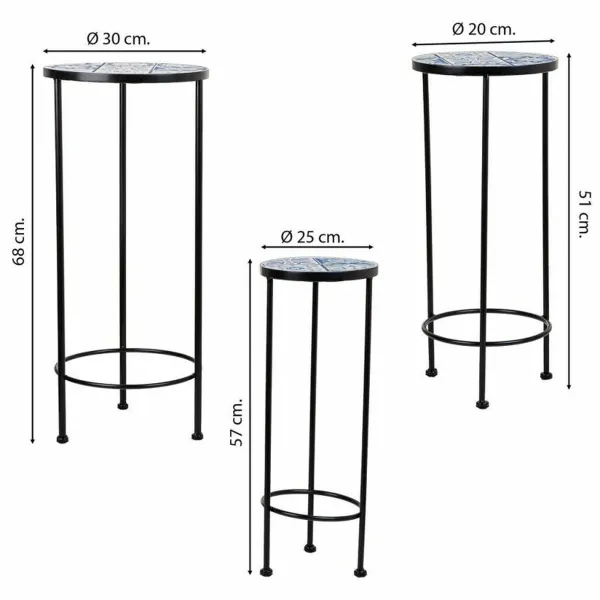 Puķu Poda Statīvs Alexandra House Living Melns Dzelzs Flīze 30 x 68 x 30 cm 3 Daudzums
