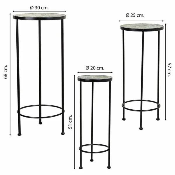 Flower Pot Stand Alexandra House Living Black Iron Tile 30 x 68 x 30 cm 3 Pieces