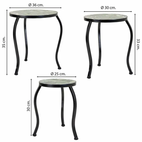 Gėlių vazonų stovas Alexandra House Living Juoda Geležis Plytelė 35 x 36 x 35 cm 3 Dalys