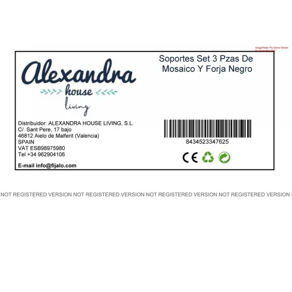 Подставка для горшка Alexandra House Living Чёрный Железо плитка 35 x 36 x 35 cm 3 Предметы