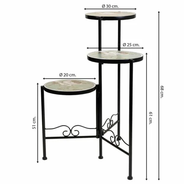 Puķu Poda Statīvs Alexandra House Living Melns Dzelzs Flīze 30 x 68 x 30 cm