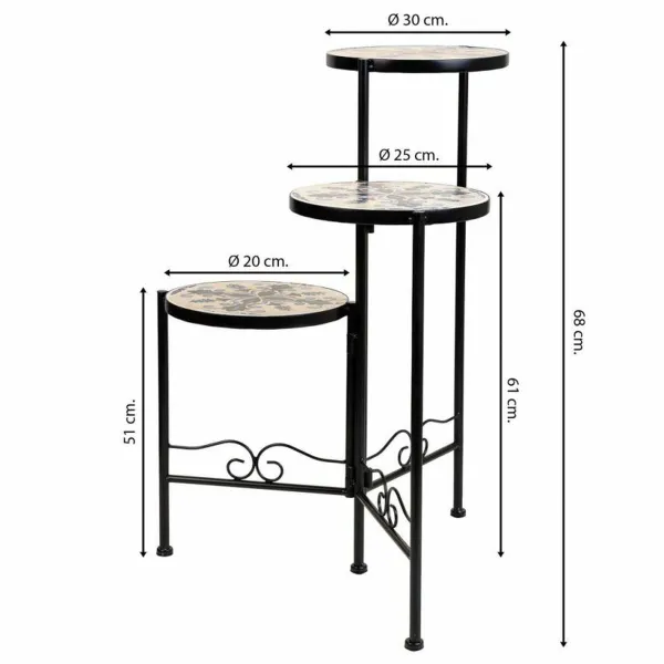 Gėlių vazonų stovas Alexandra House Living Juoda Geležis Plytelė 30 x 68 x 30 cm