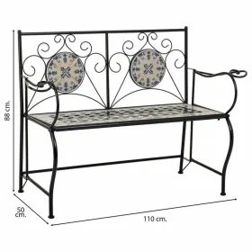 Bench Alexandra House Living Black Iron Tile 50 x 88 x 110 cm