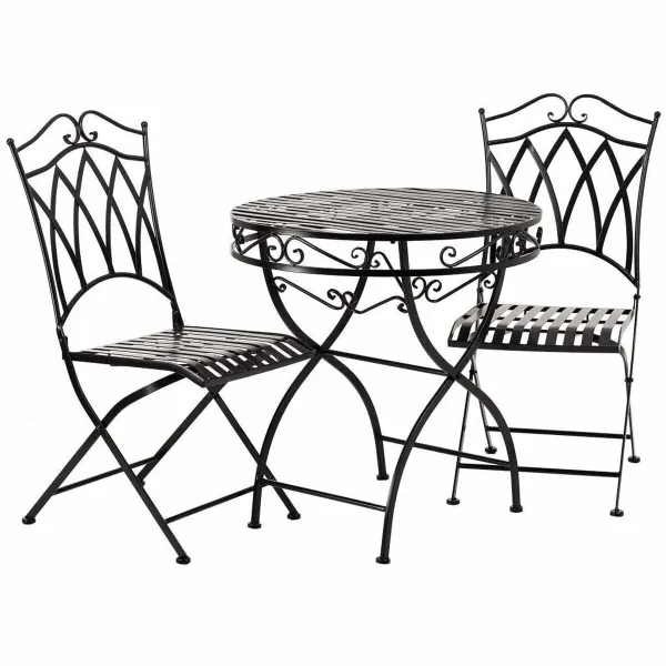 Pöytäsetti 2 tuolilla Alexandra House Living Musta 60 x 75 x 60 cm