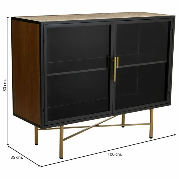 Bufete Alexandra House Living Brūns Metāls Stikls Egles koksne Koks MDF 35 x 80 x 100 cm