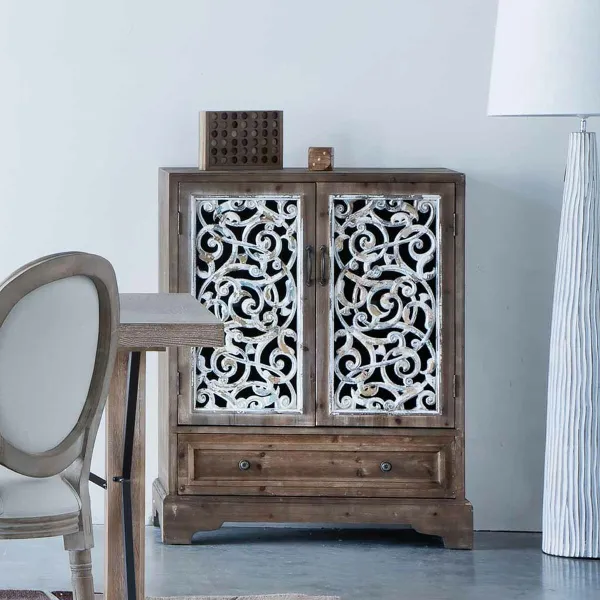 Spintelė Alexandra House Living Ruda Eglės mediena Medžio MDF 38 x 102 x 83 cm
