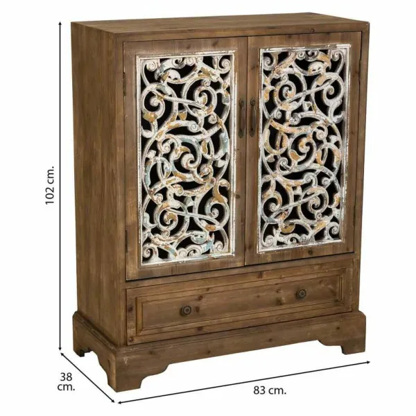Spintelė Alexandra House Living Ruda Eglės mediena Medžio MDF 38 x 102 x 83 cm