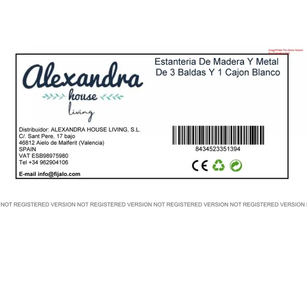 Lentyna Alexandra House Living Balta Metalinis Medžio MDF 31 x 172 x 41 cm