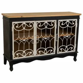 Sideboard Alexandra House Living Black Glass Fir wood MDF Wood 36 x 80 x 120 cm