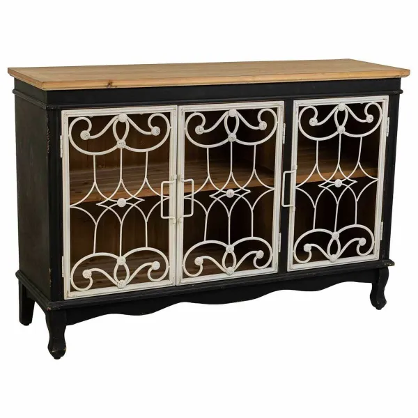 Indauja Alexandra House Living Juoda stiklas Eglės mediena Medžio MDF 36 x 80 x 120 cm