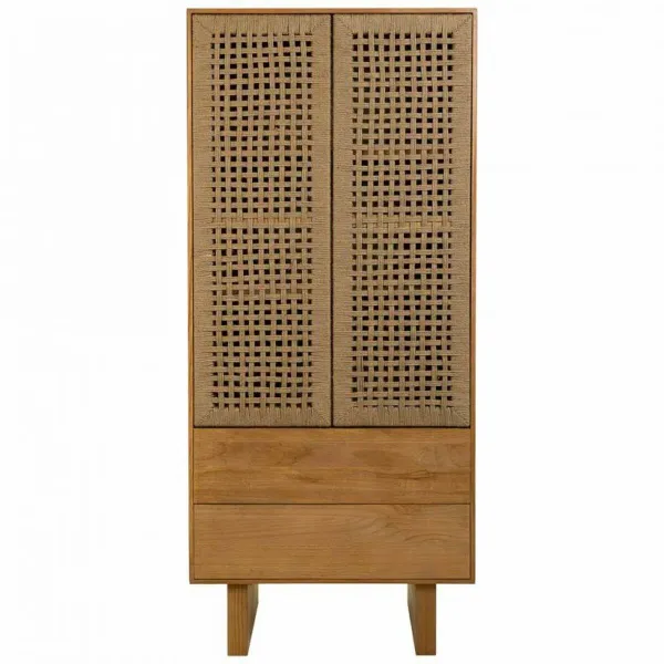 Cupboard Alexandra House Living Brown Rope Fir wood Paolownia wood 45 x 170 x 80 cm 45 x 170 x 75 cm