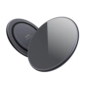 Crong PowerSpot Fast Wireless Charger – Aluminum 15W USB-C Qi Wireless Charger with Tempered Glass Cover (Shadow Black)