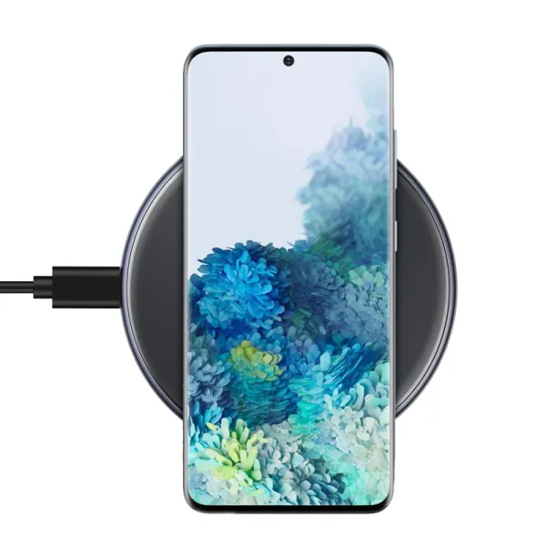 Crong PowerSpot Fast Wireless Charger – Aluminum 15W USB-C Qi Wireless Charger with Tempered Glass Cover (Shadow Black)
