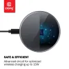 Crong PowerSpot Fast Wireless Charger – Aluminum 15W USB-C Qi Wireless Charger with Tempered Glass Cover (Shadow Black)