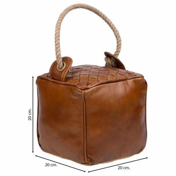Durų sustojimas Alexandra House Living Medvilnė Oda 20 x 20 x 20 cm Ruda