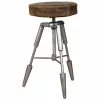 Табурет Alexandra House Living Коричневый Кожа Металл Железо 39 x 55 x 39 cm