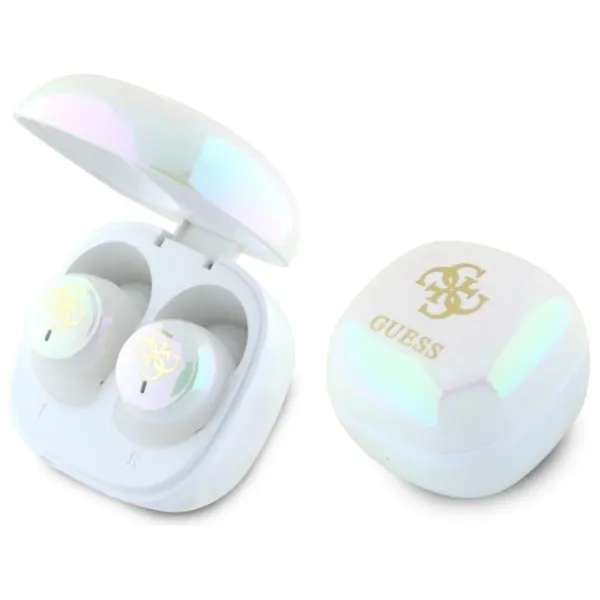 Guess 4G Printed Logo - Bluetooth TWS Headphones + Charging Case (White)