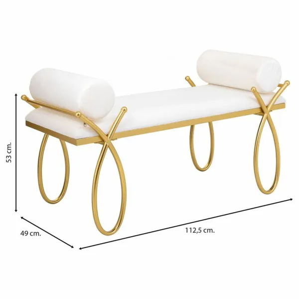 Bench Alexandra House Living Gold Foam Iron MDF Wood 49 x 53 x 112 cm
