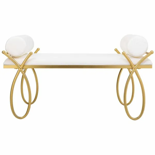 Bench Alexandra House Living Gold Foam Iron MDF Wood 49 x 53 x 112 cm