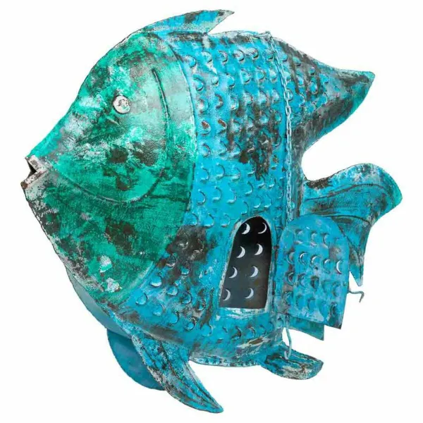 Candleholder Alexandra House Living Blue Mango wood 10 x 80 x 105 cm Fish