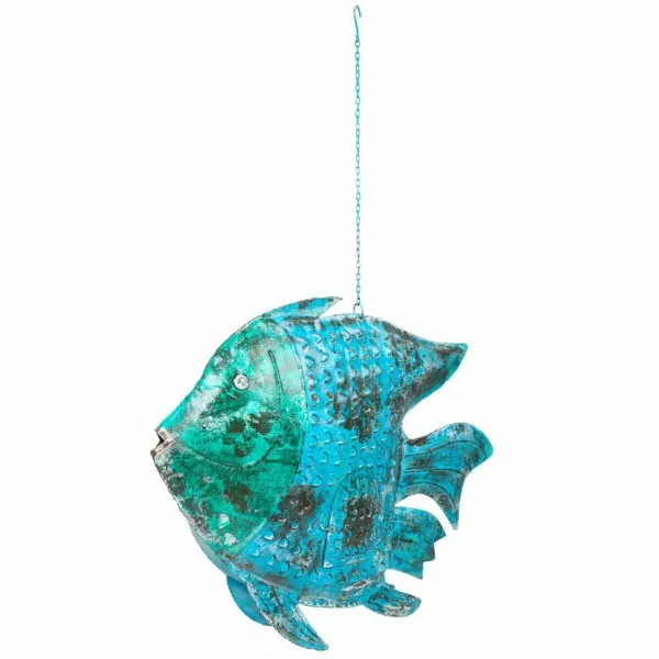 Candleholder Alexandra House Living Blue Mango wood 10 x 80 x 105 cm Fish