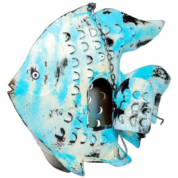 Candleholder Alexandra House Living Blue Mango wood 8 x 46 x 62 cm Fish