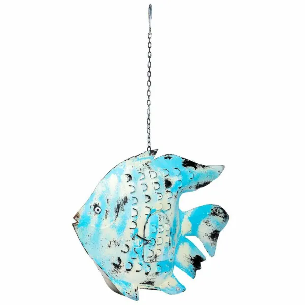 Candleholder Alexandra House Living Blue Mango wood 8 x 46 x 62 cm Fish