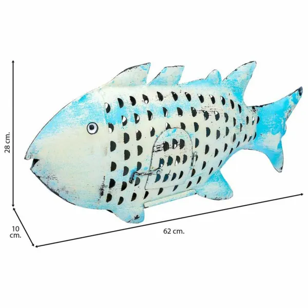 Candleholder Alexandra House Living Blue Mango wood 10 x 28 x 62 cm Fish
