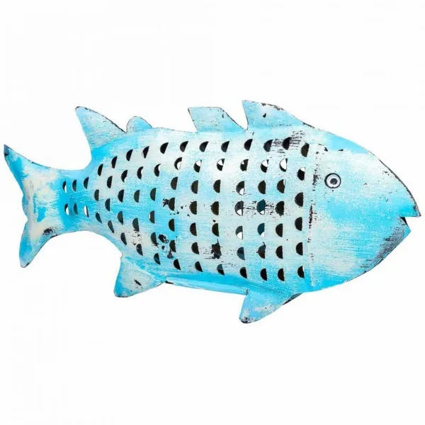 Žvakidė Alexandra House Living Mėlyna Mango mediena 10 x 28 x 62 cm Žuvis